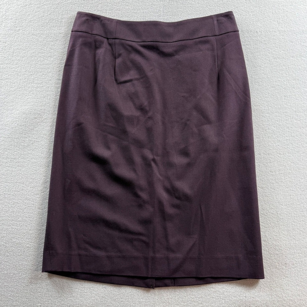 Theory Pencil Skirt Women 2 Purple Wool Blend Zip Back Back Vent 28" Academia